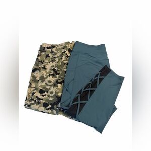 POP Fit Womens Leggings - Teal & Olive Camo Mix